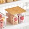 mDesign Plastic Kitchen Storage Box - Bamboo Lid, Handles